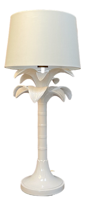 Italian Ceramic Palm Tree Table Lamp in Bamboo Style by Tommaso Barbi, 1970s