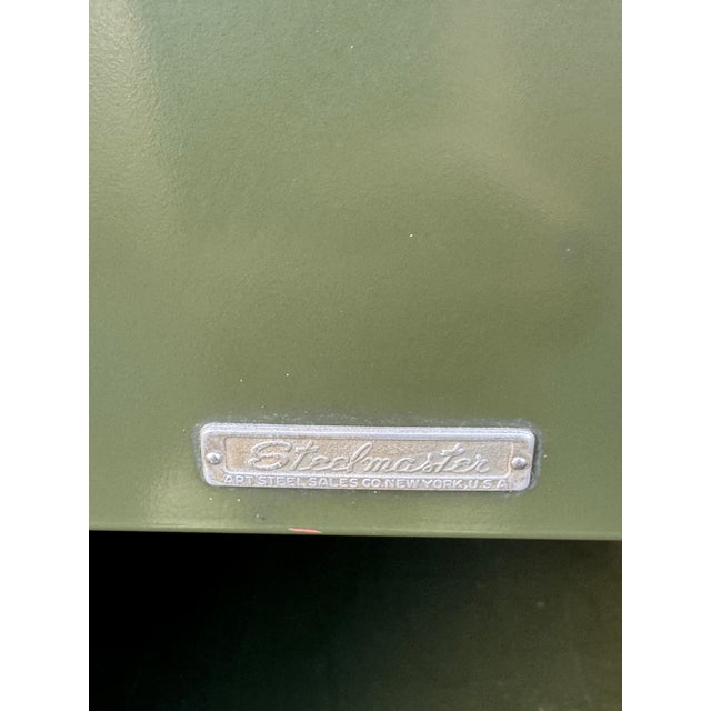 Mid-Century Modern 1950s Avocado Green Locking Metal Waterfall Rolltop File Cabinet Safe For Sale - Image 3 of 13