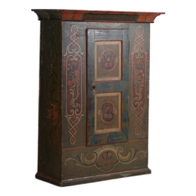 Antique Central European Folk Art Painted Cabinet For Sale