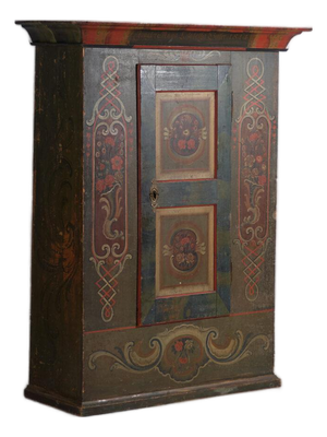 Antique Central European Folk Art Painted Cabinet