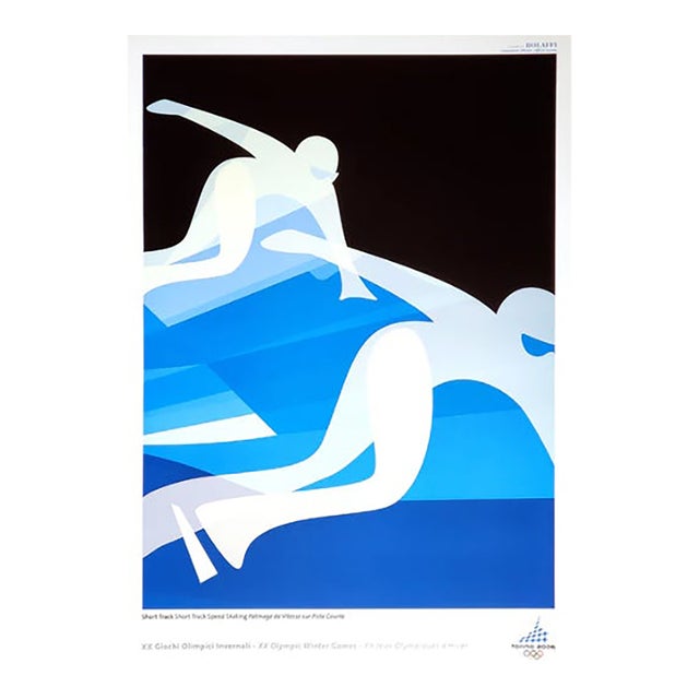 2006 Original Torino Winter Olympics Poster, Short Track Speed Skating For Sale