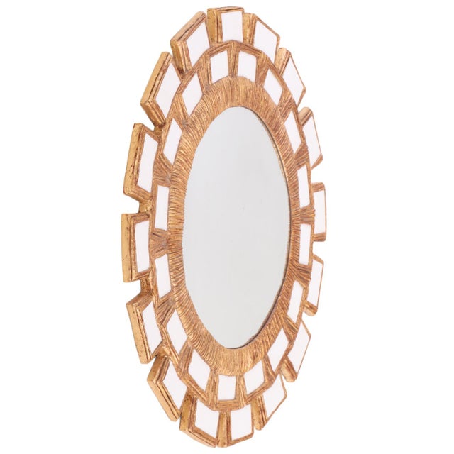 Mid-Century Modern A Snow White Glass and Resin Mirror, in the Manner of Line Vautrin. Contemporary. For Sale - Image 3 of 7