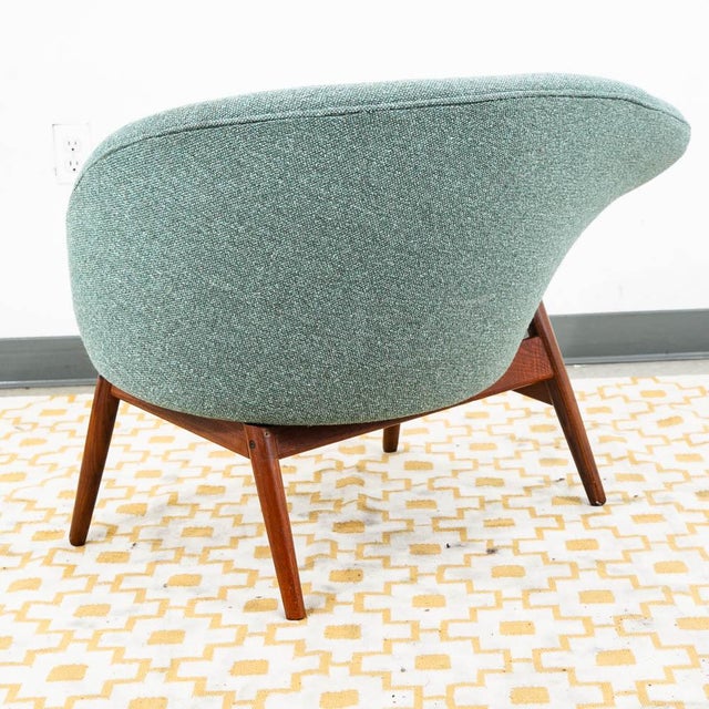 Wood 1960s Mid Century Danish Modern Lounge Chair Hans Olsen Bramin Fried Egg Aqua Green Vg For Sale - Image 7 of 12
