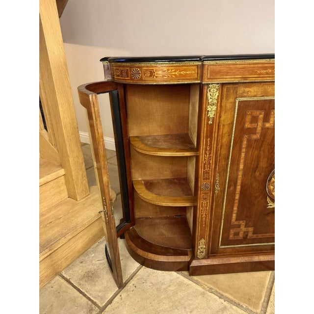 Antique Victorian Walnut Inlaid Credenza, 1860 For Sale - Image 6 of 7