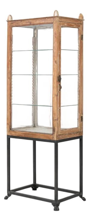 19th Century French Wooden Display Case On Metal Base