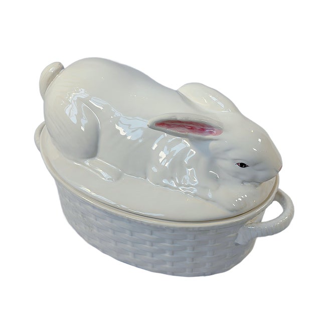 Vintage "Bordallo Pinheiro" Majolica Rabbit Covered Tureen For Sale - Image 10 of 11