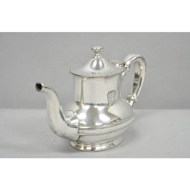 Victorian Antique Pennsylvania Railroad PRR Reed & Barton Small Silver Plated Teapot For Sale - Image 3 of 16