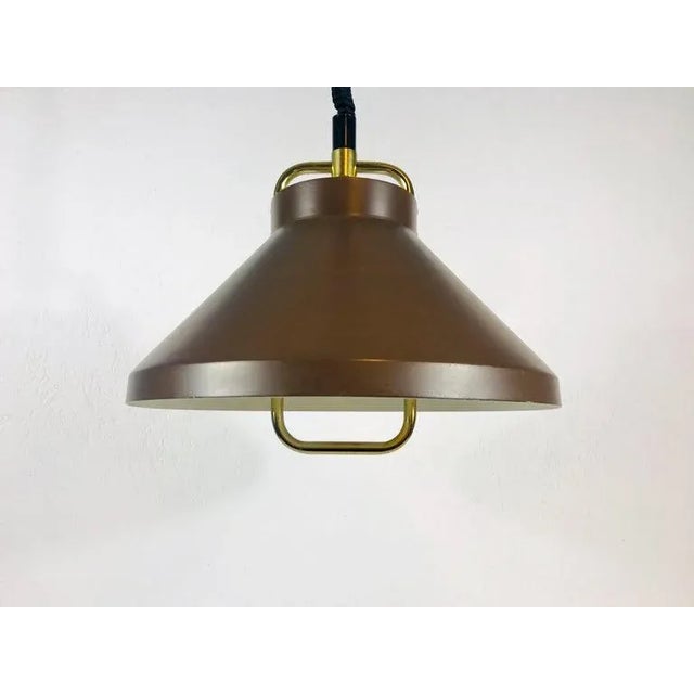 Mid-Century Modern Brown Metal and Brass Pendant Lamp by Jo Hammerborg for Fog & Mørup, 1970s For Sale - Image 3 of 11