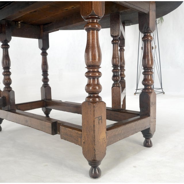 Solid Tiger Oak Oval Drop Leaf Gate Leg Dining Table Clean! For Sale - Image 12 of 18