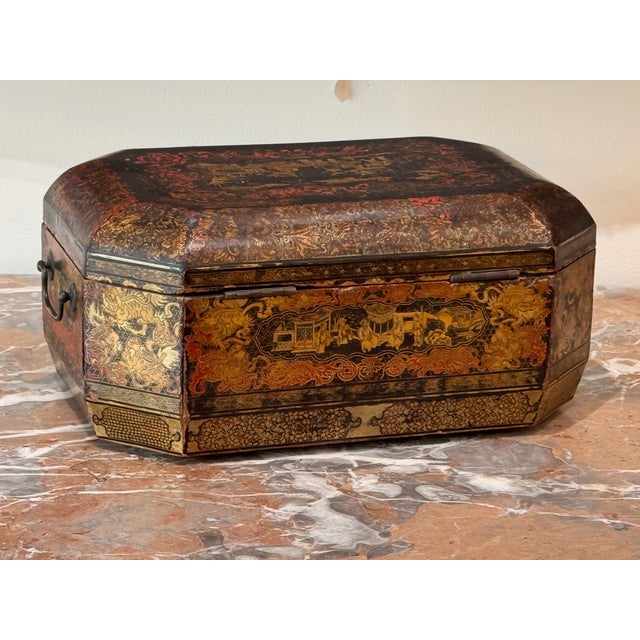 Early 19th Century Chinese Export Lacquer Tea Caddy For Sale - Image 6 of 7