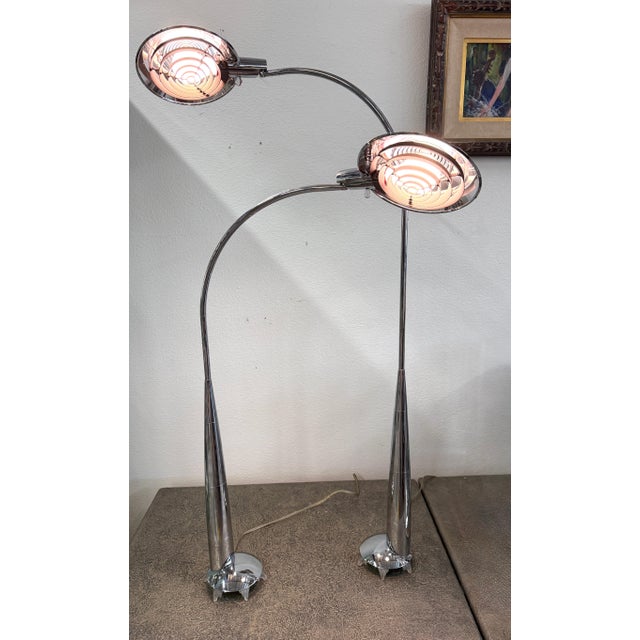 Early 20th Century Stunning Cedric Hartman Chromium Floor Lamps Style CO91 - a Pair For Sale In Palm Springs - Image 6 of 18