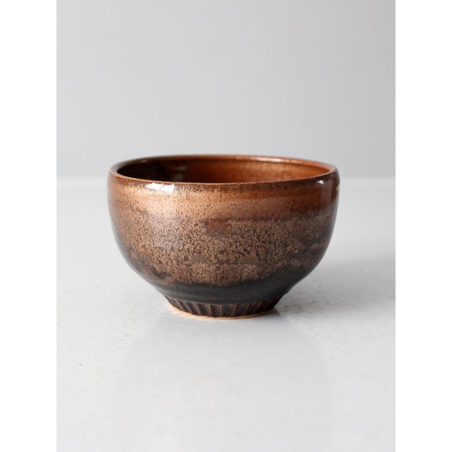 Brown Vintage Handmade Studio Pottery Bowl For Sale - Image 8 of 8