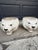 A dramatic and eye-catching matched pair of vintage ceramic roaring big cat or bear head planters — the ultimate statement...