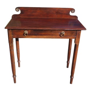 Antique 1850's Sheraton 1 Drawer Stand Desk Vanity Entry Table New England For Sale