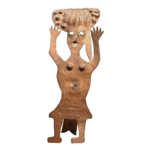 Georges Liautaud (Haitian 1899-1991) Vintage Folk Art Vendor Woman Copper Sculpture, Signed