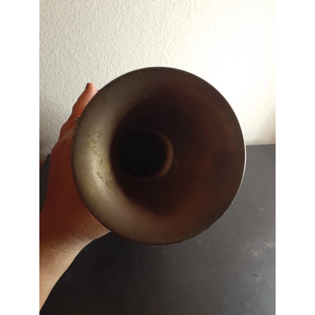 This is an EXQUISITE Hand Carved 13" Ivory Dynasty White Chinese Cinnabar Vase. Faux Ivory on Brass art. Highly...