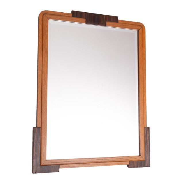 Art Deco Amsterdamse School Dutch Wall Mirror with Oak Frame, 1920s For Sale - Image 4 of 8