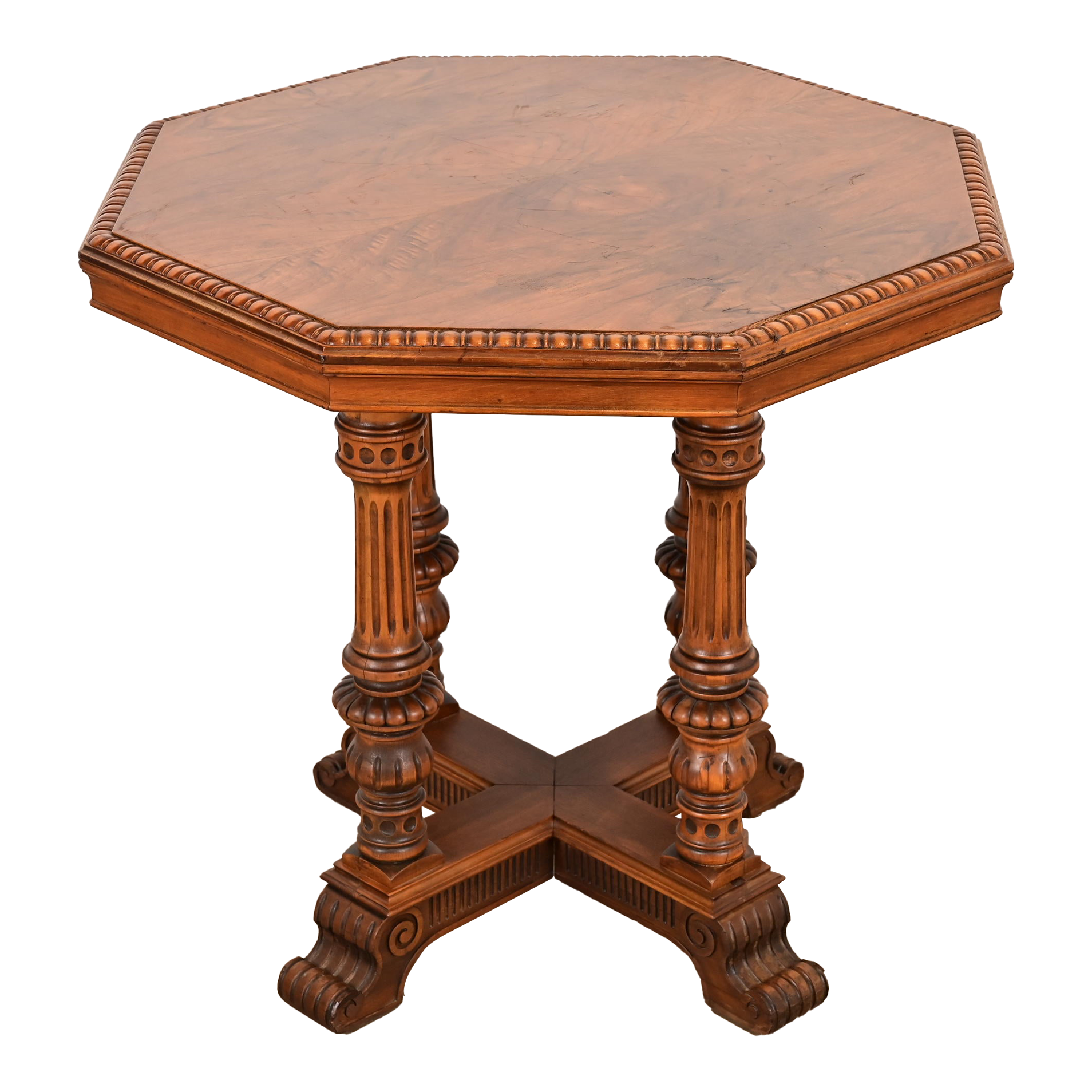 Herter Brothers Style Antique Eastlake Victorian Carved Burled