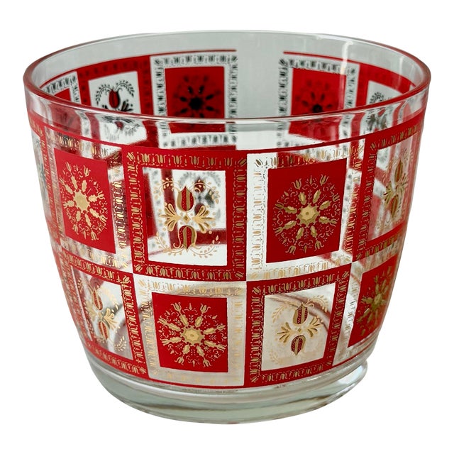 1960s Regency Red and Gold Cocktail Ice Bucket For Sale