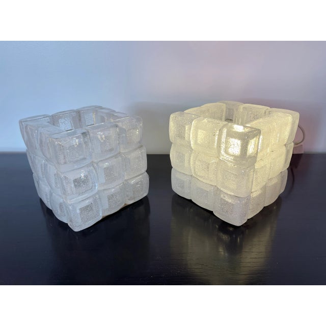 Mid-Century Modern 1970s Glass Cube Lamps by Poliarte, Italy - a Pair For Sale - Image 3 of 11
