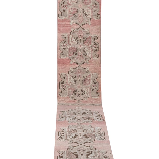 Mid-Century Modern 1960s Vintage Turkish Karapinar Runner Rug With Pastel Color 3'3'' X 21'4'' For Sale - Image 3 of 13