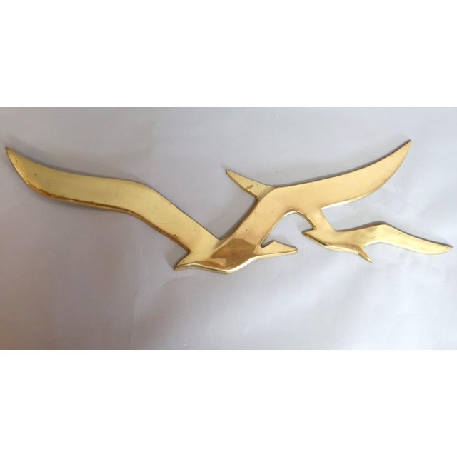 Mid-Century Modern Vintage Brass Seagull Wall Sculpture Installation, Set of 7, Circa 1970s For Sale - Image 3 of 5