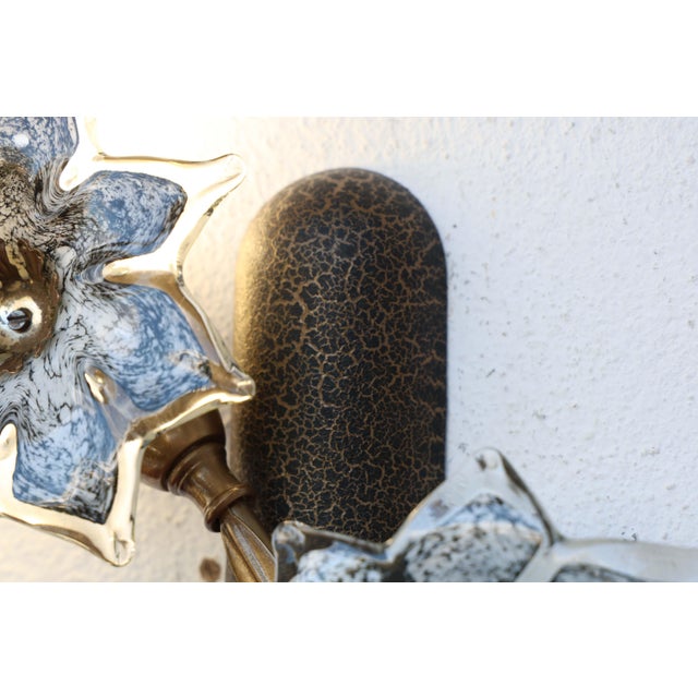 1970s Murano Wall Light Black Flowers - Set of 2 For Sale - Image 12 of 15