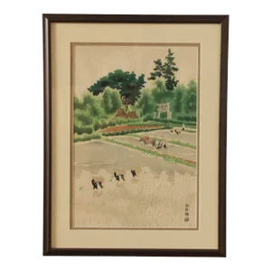Vintage Japanese 'Rice Planting in Early Summer' Print, After Kotozuka Eiichi