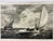 Antique maritime engraving print, circa 1919, depicting sailing vessels navigating a dramatic rough sea beneath a richly...