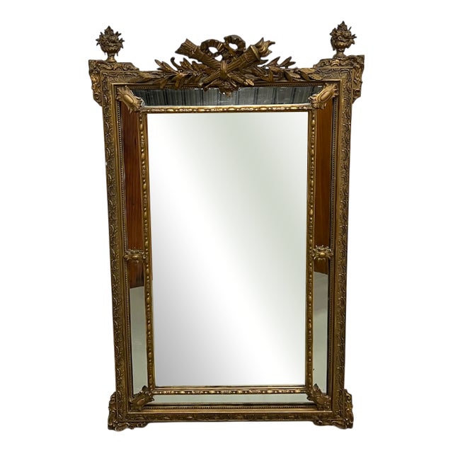 Large Antique Pediment Mirror For Sale