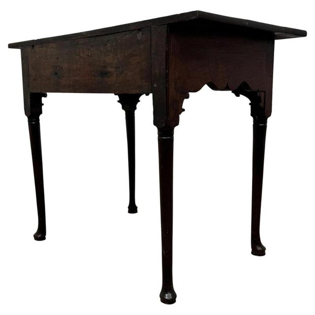 Wood 18th Century Antique English Oak Side Table with Three Drawers For Sale - Image 7 of 12