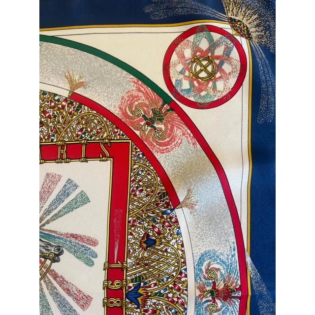 Folk Art Scarf Silk Hermes Feux D’artifice Gavroche Soie 1999 For Sale - Image 3 of 6