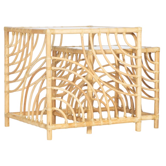 Tan Swirl Nesting Tables - Natural For Sale - Image 8 of 9