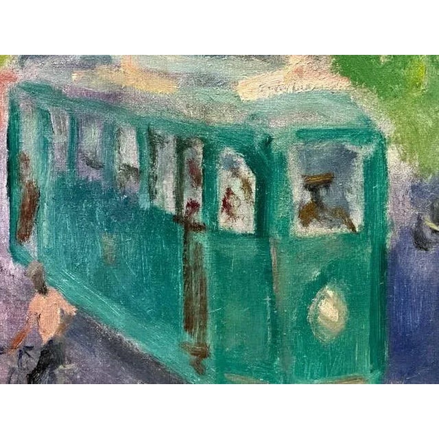 Mid-Century Modern Tram in the Streets of San Francisco Oil Painting on Canvas For Sale - Image 3 of 5