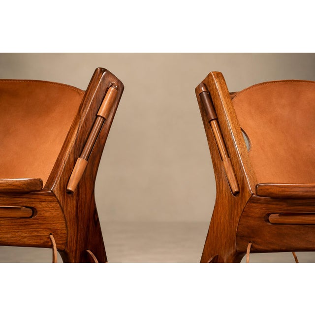 Sergio Rodrigues Brazilian Modern “Kilin” Armchairs in Jacarandá Rosewood & Leather by Sergio Rodrigues, 1973 For Sale - Image 4 of 18
