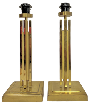 Regency Skyscraper Style Brass Table Lamps, 1970s, Set of 2
