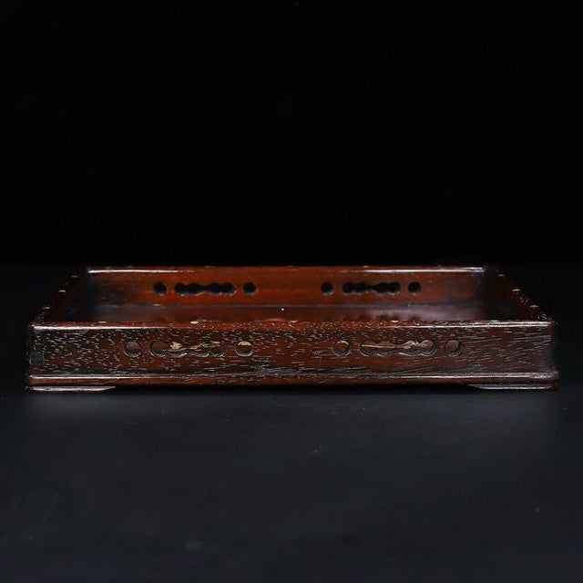 Wooden Tea Tray With Mother-of-Pearl Bird and Landscape Inlay For Sale In Los Angeles - Image 6 of 9