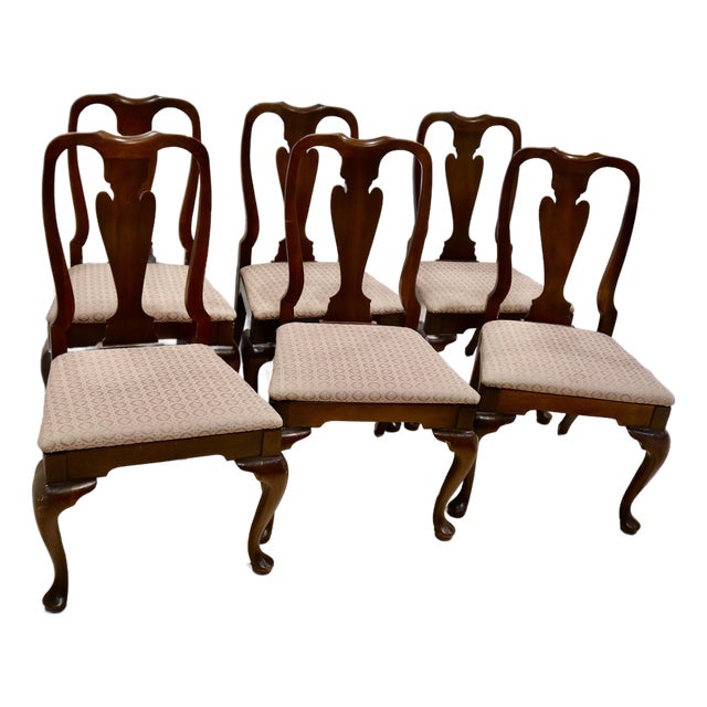 Late 20th Century Hickory Chair Furniture Co Mahogany Queen Anne Dining Chairs - Set of 6 For Sale