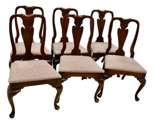 Late 20th Century Hickory Chair Furniture Co Mahogany Queen Anne Dining Chairs - Set of 6