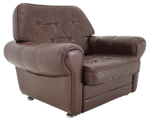 Danish Brown Leather Armchair, Denmark, 1970s