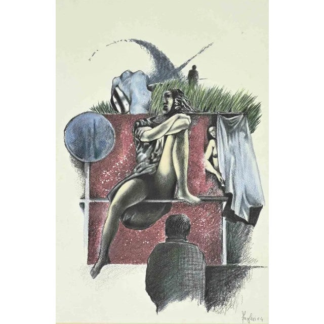 Alberto Inglesi, A Girl, Mixed Media on Paper, 2004 For Sale