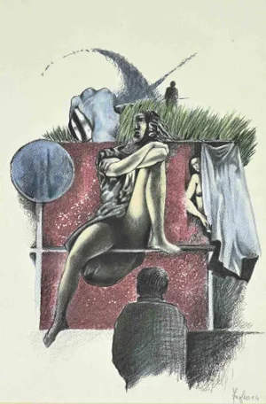 Alberto Inglesi, A Girl, Mixed Media on Paper, 2004