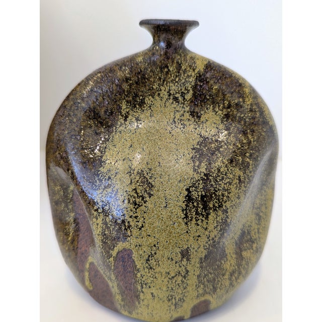 Olive Signed James Berloff “Olive Drip” Stoneware Vessel | Organic Modern Form (C. 1960s–1980s) For Sale - Image 8 of 10