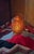Vintage L.E. Smith "Moon's and Star's" Amber glass Fairy Lamp. -2- piece Pristine condition. Add a warm mid- century glow...