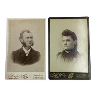 Antique Male and Female Cabinet Cards - A Pair For Sale