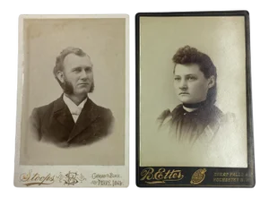 Antique Male and Female Cabinet Cards - A Pair