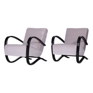 Set of Art Deco H-269 Armchairs attributed to Jindrich Halabala for Up Zavody, Beech, Czech, 1930s For Sale