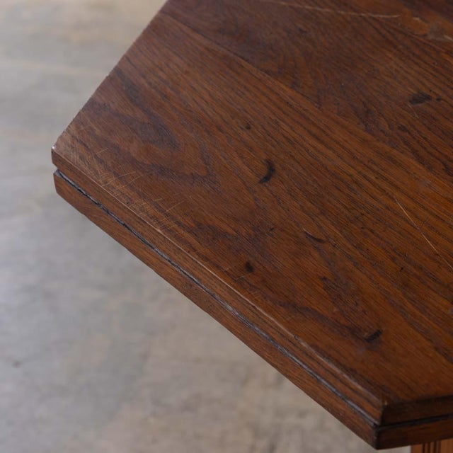 1920s Antique French Oak Pedestal Table For Sale - Image 10 of 15