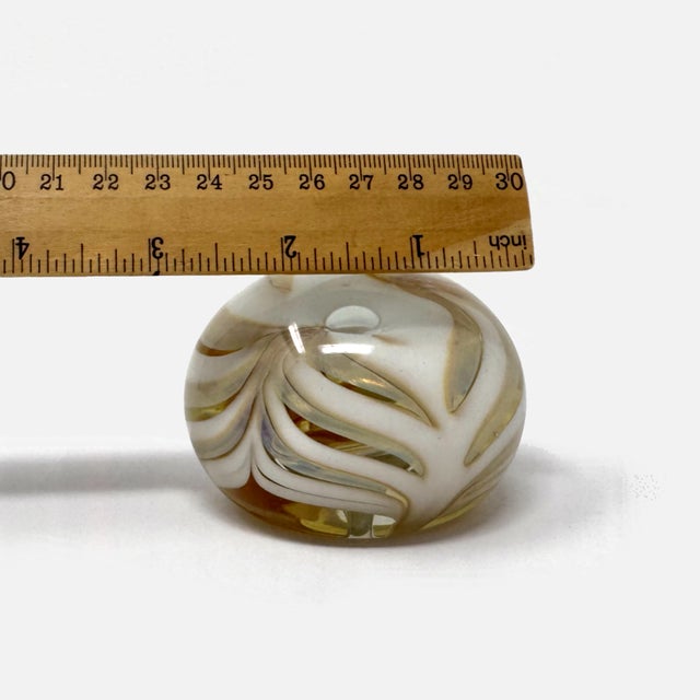 Mid-Century Modern Vintage David R Boutin Art Glass Paperweight 1979 Rainbow Glassworks 3" Signed For Sale - Image 3 of 6