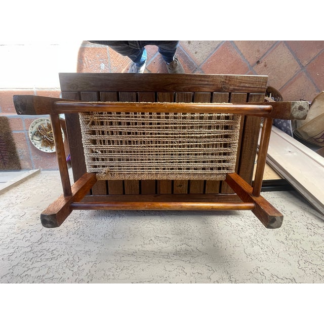 Arts & Crafts Vintage Mission Oak & Rope Rectangle Foot Stool For Sale - Image 3 of 6